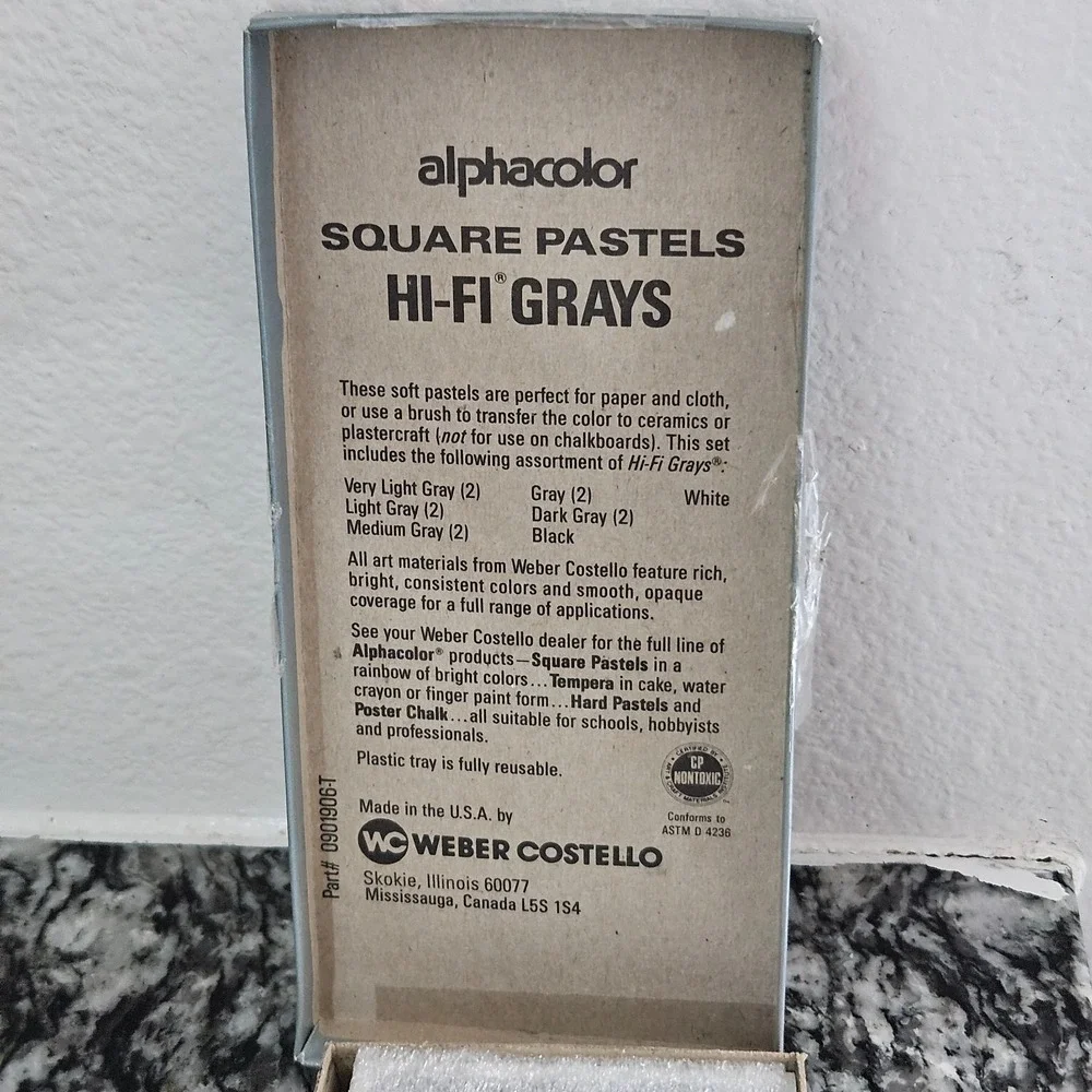 Weber Costello Alphacolor Square‎ Pastels 12 Hi-Fi Grays  Art Chalk Sticks